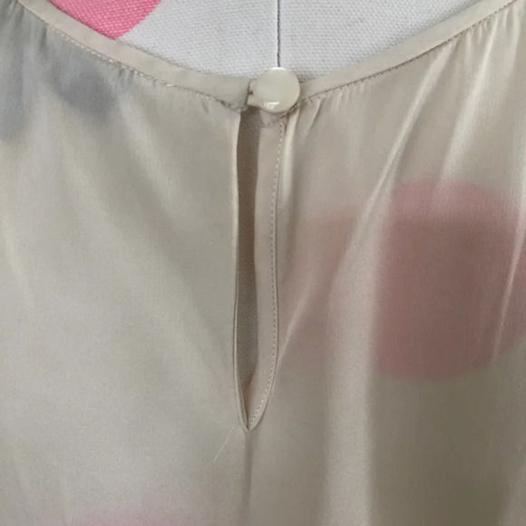 Classiques Entier Sleeveless Round Neck Silk Top w Frill Detail Cream + Blk Sz S - Picture 7 of 11